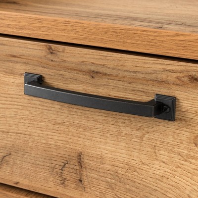 Nordik Oak 31" 2-Door Credenza with Drawers and Metal Frame