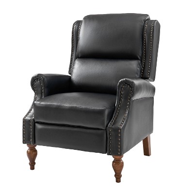 Yanik Vegan Leather Manual Recliner with Nailheads Wingback | HULALA HOME