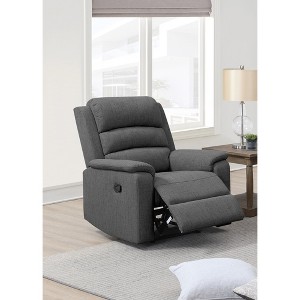 Burlap Fabric Manual Recliner Chair with Cushion Back, Pillow Top Arms, and Plush Cushion - 1 of 4