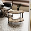 Airsurfer 31.4" Natural Wood Round Bohemian Coffee Table, Modern Minimalist Double-Layer Table for Living Room or Study - 3 of 4