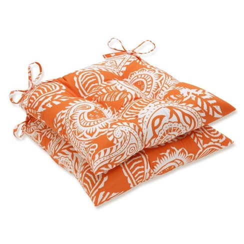 Tufted large contour chair cushion in eva floral clay orange at pier 1 sale