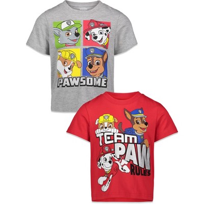 PAW Patrol Chase Marshall Rocky Rubble Toddler Boys 2 Pack Graphic T-Shirt Red / Grey 