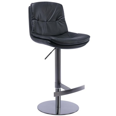 NicBex Swivel Bar Stools,Faux Leather Bar Chair with Backrest,Stainless Steel Base and Footrest for Home Kitchen Counter,Black