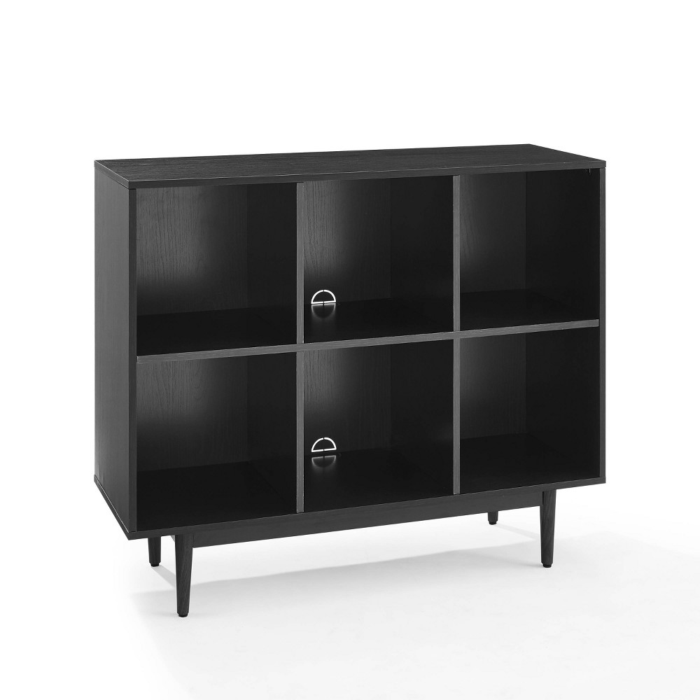 Photos - Garden & Outdoor Decoration Crosley 35.88" Liam 6 Cube Bookcase Black - : Modern Media Center, Tapered Legs, Enclosed Back 