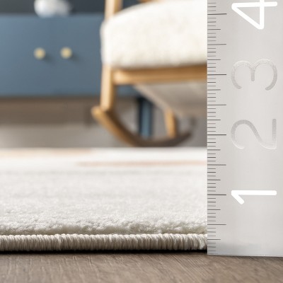 Ivory Rectangular 4' x 6' Kids Synthetic Area Rug