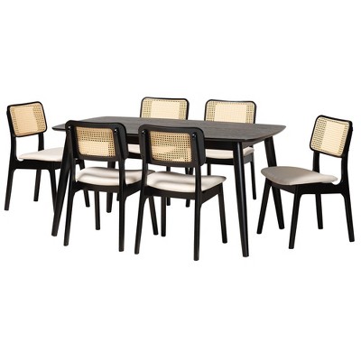 Dannon Black and Cream Walnut 7-Piece Dining Set