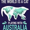 Junior's Design By Humans The World Is A Cat Playing With Australia Map By ZeusSE T-Shirt - 2 of 3