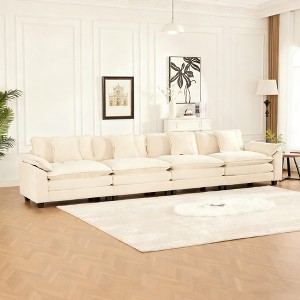 Wider Armrest 3-Seater Chenille Straight Sectional Sofas with Double-Layer Cushions and Modular Design - 1 of 4