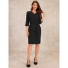 Allegra K Women's Half Sleeve Waistband Work Midi Work Office Casual Dress - 4 of 4
