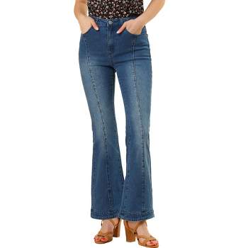 Allegra K Women's Retro High Waist Stretchy Flare Denim Jeans