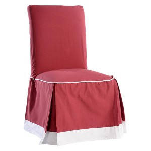 Red/White Cotton Duck Two Tone Dining Chair Slipcover