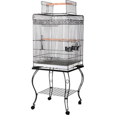 Black Steel Economy Play Top Bird Cage with Wheels