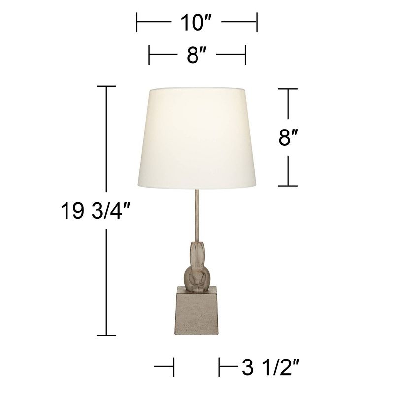360 Lighting Bunny 19 3/4" High Rabbit Small Farmhouse Rustic Modern Accent Table Lamps Set of 2 Gray White Shade Living Room Bedroom Bedside, 4 of 10