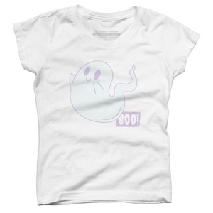 Girl's Design By Humans Boo Cute Ghost Halloween cute design By BoogieCreates T-Shirt - 1 of 3