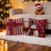 Christmas Pillow Covers 18x18 inch Set of 4, Holiday Winter Indoor Red Plaid Vintage Tree Snowflake Xmas Snowman - 4 of 4
