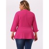 Agnes Orinda Women's Plus Size Notched Lapel Ruffle Peplum Ruched Buttons Outfits Blazers - 4 of 4