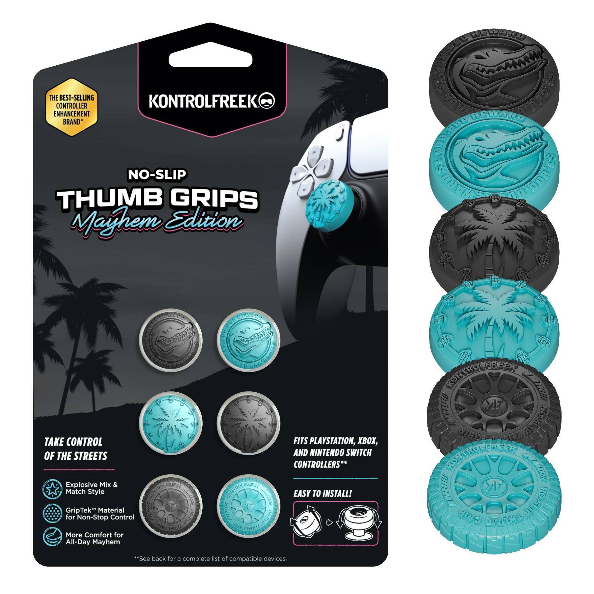 Kontrol Freek Mayhem 6Pk Thumbgrips - Blue/Black