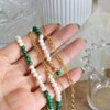 Clotth Turquoise Freshwater Pearl Beaded Tassel Necklace Titanium Steel Clavicle Chain Jewelry, Gold-Necklace - 49cm - 4 of 4