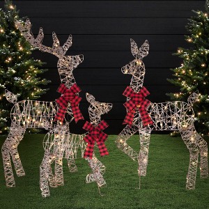 Best Choice Products 4ft 3-Piece Lighted 2D Christmas Deer Set Outdoor Yard Decoration w/ 175 LED Lights, Stakes - 1 of 4