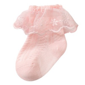 MyKids-Usa Baby Girl Solid Color Lace Mesh Design Princess Socks - 1 of 4