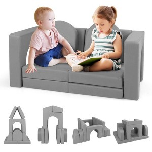 Infans 8 PCS Modular Kids Play Couch Sofa with Suede Fabric Cover High-Density Foam - 1 of 4