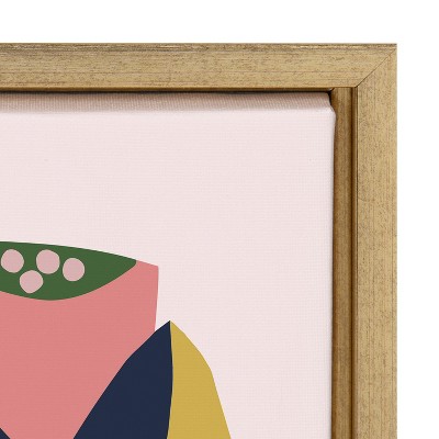 Myriam's Garden Pink and Green Floral Canvas Print with Gold Frame, 18x24