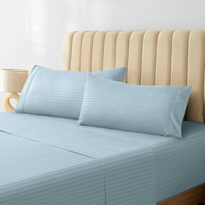 LuxClub 4-7 PC Microfiber Striped Performance Sheet Set, Soft Cooling Eco-Friendly Bed Sheets with 18in Deep Pockets - 1 of 4