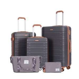 Whisen 5-Piece Set Luggage Sets ABS Lightweight Suitcase with Travel Bag, Toiletry Bag, TSA Lock and Rotating Wheels - 1 of 4