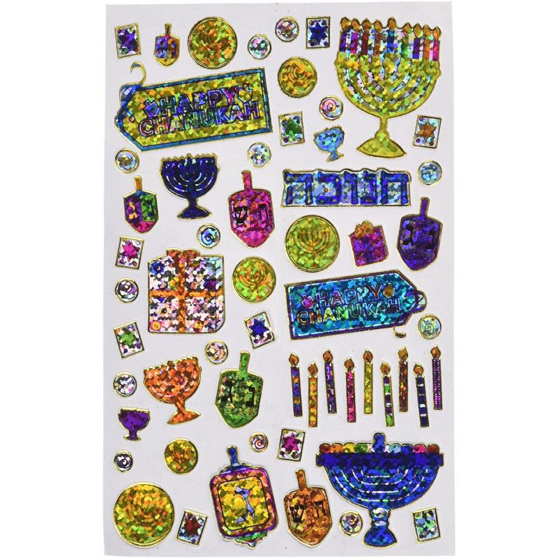 Rite Lite 6.9" Judaica Happy Chanukah Prismatic Stickers - White/Blue, 3 of 4