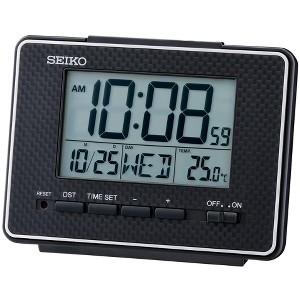 Seiko 3" Easton Digital Everything Alarm Clock, Black - 1 of 2