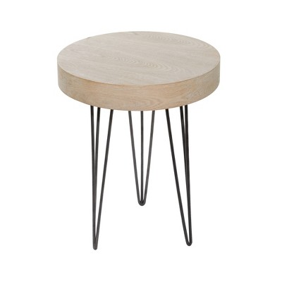 Elegant Round 20" Wood and Metal Accent Table in Brown
