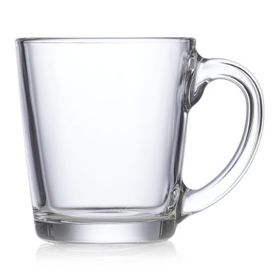 Clear Glass Café Mug Set with Tapered Design, 13.5-Ounce