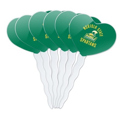 Norfolk State University Spartans Logo Heart Love Cupcake Picks Toppers Decoration Set of 6