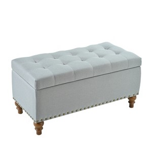 Racxily Ottoman Storage Bench, Recessed Hinge Top with Rivet Trim for Bedroom & Living Room - 1 of 4