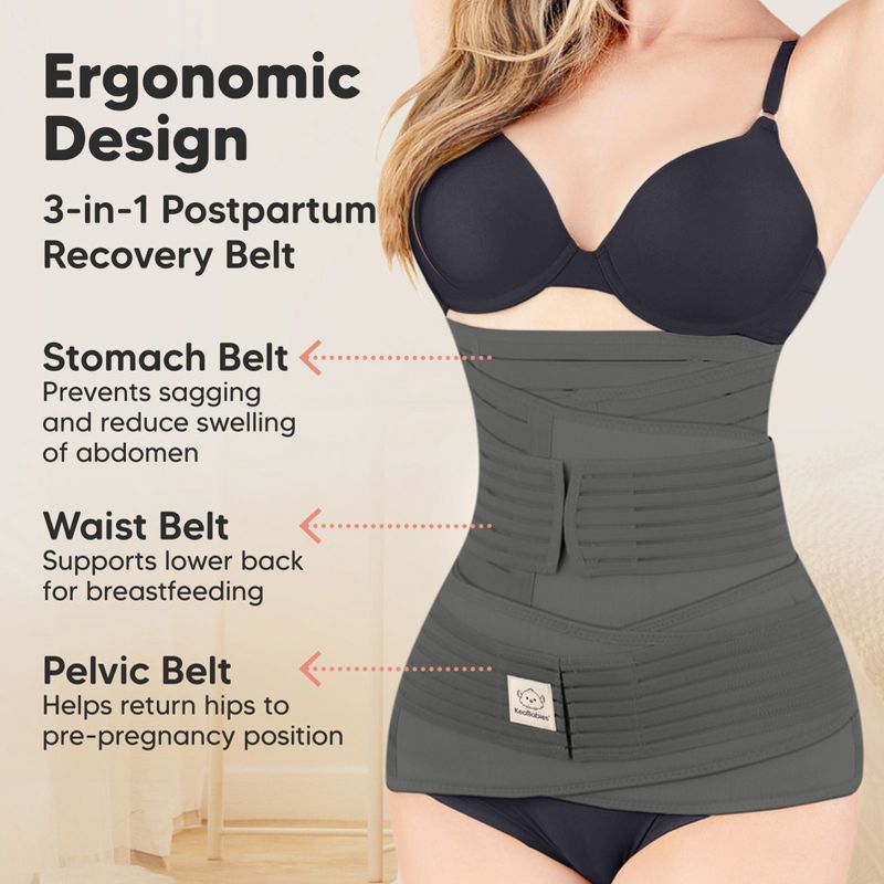 Revive 3 in 1 Postpartum Belly Band Wrap, Post Partum Recovery, Postpartum Waist Binder Shapewear (Mystic Gray, Medium/Large), 3 of 11