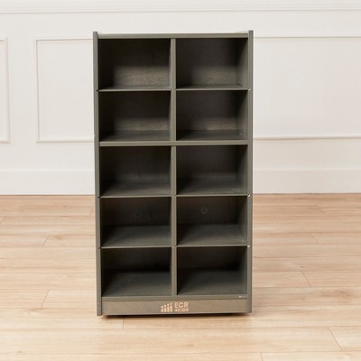 Grey Wash Birch 10-Cubby Kids Storage Bookcase