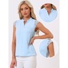 Allegra K Women's Work Office V Neck Stand Collar Lace Cap Sleeve Basic Blouse - 2 of 4