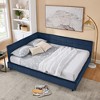 Queen Size Upholstered Tufted Bed Frame, Sofa Bed Frame with Comfortable Backrest and Armrests - 4 of 4