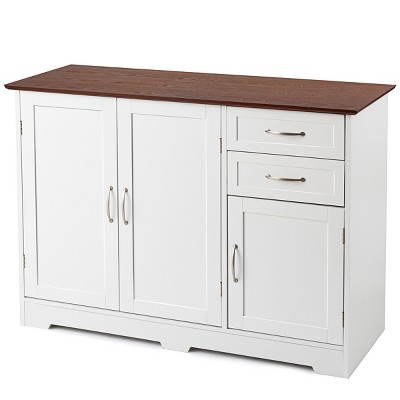 Costway Buffet Sideboard Kitchen Cupboard Storage Cabinet with  2 Drawers & 3 Doors, 4 of 12