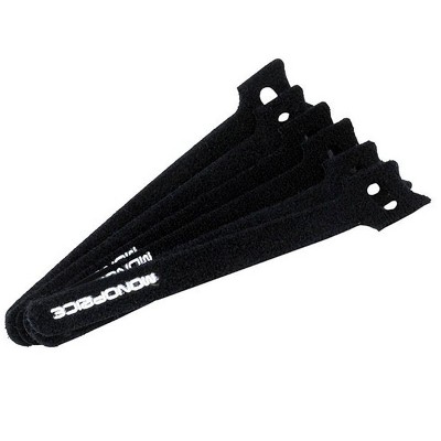 Monoprice Hook and Loop Fastening Cable Ties, 6in, 100 pcs/pack, Black