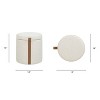 CAVINAS Round Polyester Storage Ottoman Bench with Leather Accent,Upholstered Storage Ottoman,Storage Benches for Living Room,Bedroom - 3 of 4
