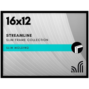 Americanflat 16x12 Picture Frame  - Streamline Collection - Thin Border Picture Frame for Wall Display - Hanging Hardware Included - Black - 1 of 4