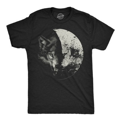 T-shirt Homme ODM Wolf Moon – Taille 2XL, Gris, Manches Courtes, Motif Loup