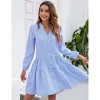 Coolmee Women's Mini Dresses Casual V Neck Button Down Long Sleeve Plaid Print Loose Flowy Shirt Dress - 2 of 4