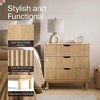 Stead Fluted 3 Drawer Dresser - Large Nightstand with Ample Storage - Living Room and Bedroom Furniture (Natural Oak) - 3 of 4