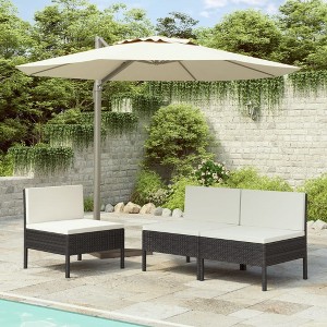 vidaXL Patio Chairs 3 pcs with Cushions Poly Rattan Black - 1 of 4