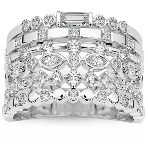 Pompeii3 1Ct Stackable Diamond Ring Gold Lab Created 12mm Wide - 1 of 4