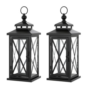 Lirio 17.5" Indoor/Outdoor Lantern (Set of 2) - PLT4065 - Black - Safavieh - 1 of 4