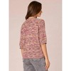 Women's Elbow Raglan Sleeve Round Neck Space Dye Metallic Sweater - Democracy - 3 of 4