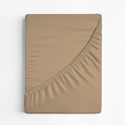 Beige Cotton and Polyester Deep Pocket Full Fitted Sheet